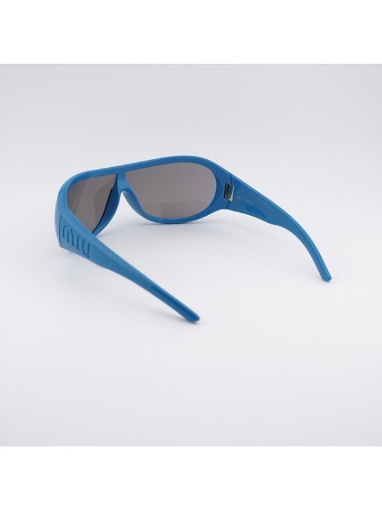 Miu Miu MU B14SU 26N8 0Q Sunglasses Blue Shield Frame, Grey Lenses